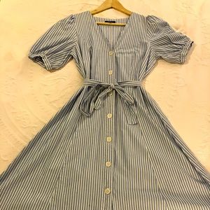 Tommy Hilfiger blue and white stripe spring dress.